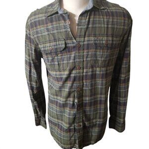 Tommy Hilfiger Plaid Long Sleeve Button Up Shirt Men's forest, hunter style